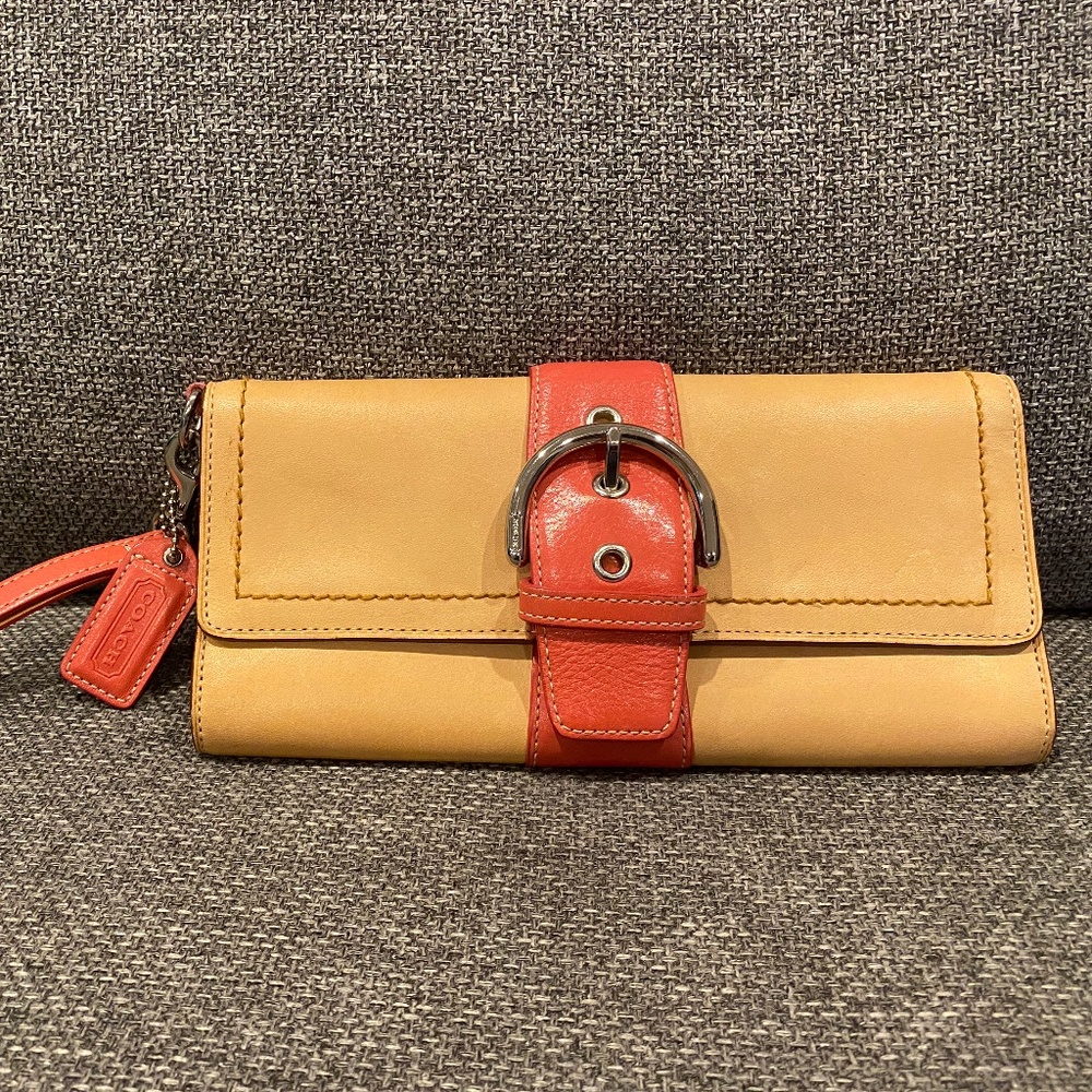 Coach Tan and Pink Wristlet